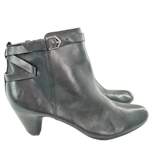 Sam Edelman Maddox womens ankle booties size 9 41 black leather belted boots - Picture 1 of 12
